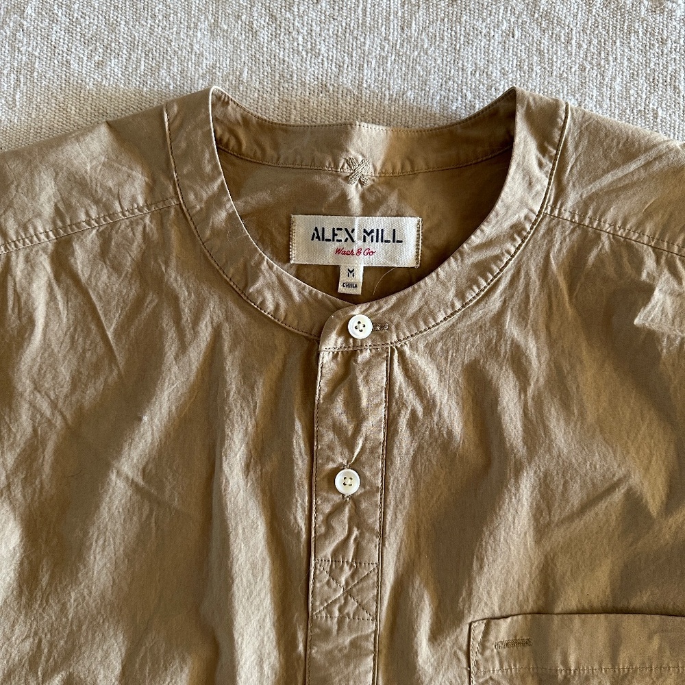 Alex Mill Collarless Cotton Shirt Dress